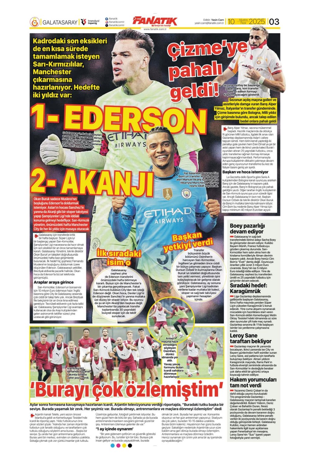 "Kadıköy rüyası" (10 Ağustos spor manşetleri) - 3