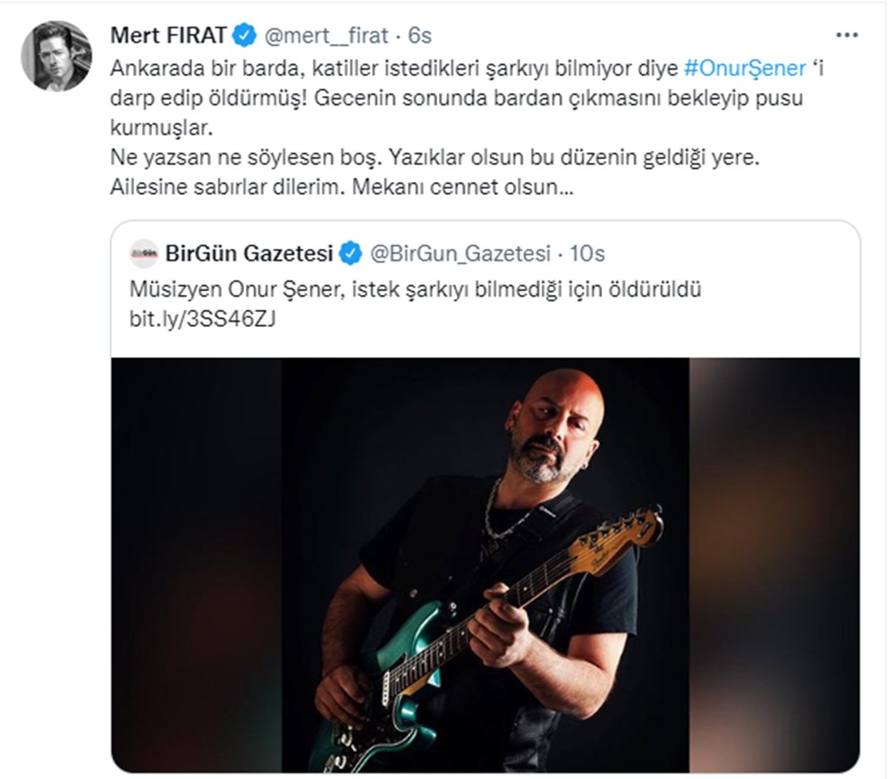 Ünlü isimlerden Onur Şener’in öldürülmesine tepki - 7
