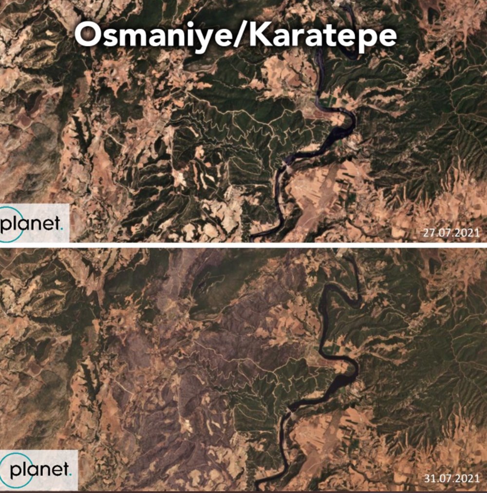 Türkiye'deki orman yangınlarının tahrip ettiği alanların uydu görüntüleri yayımlandı - 3