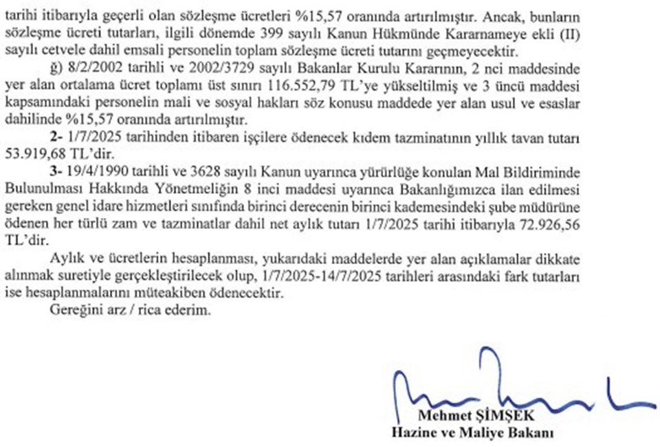 Bakan Şimşek imzaladı... İşte kesin zam, kıdem tazminatı tavanı ve bedelli askerlik ücreti - 2