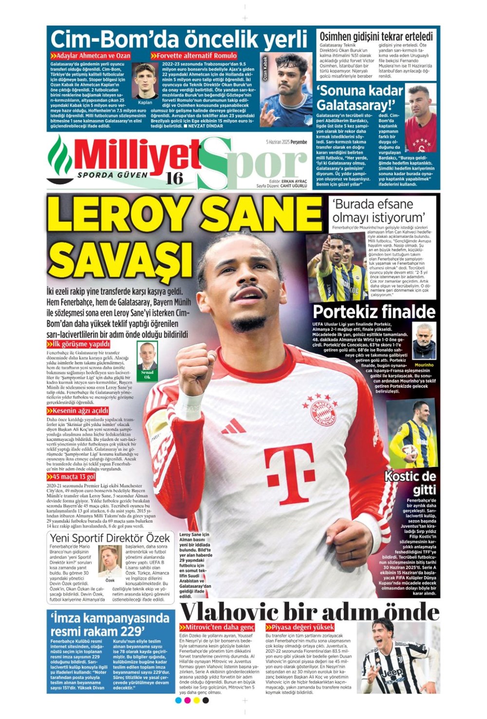 Transferin gündemi Sane (5 Haziran 2025 spor manşetleri) - 10