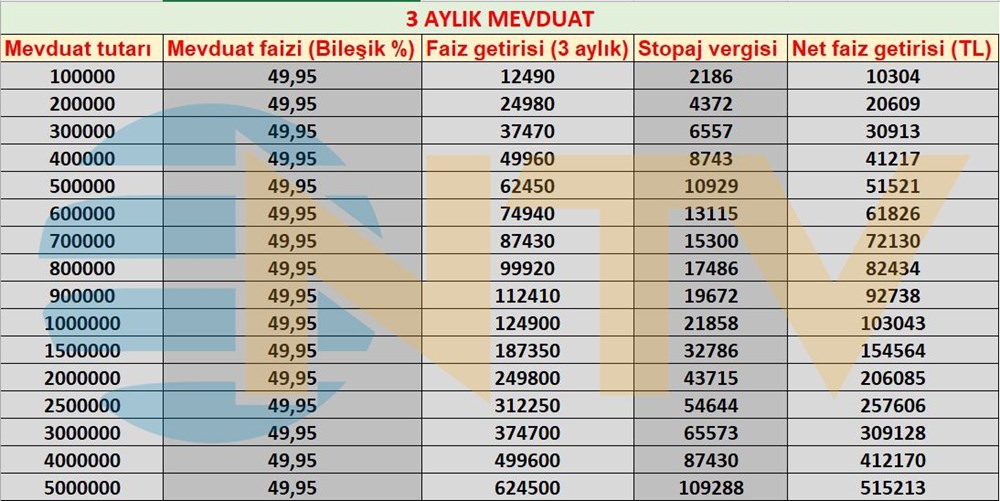 Bankalardan ayda 40 bin lira faiz getirisi... En yüksek mevduat faizi yüzde 50 - 8