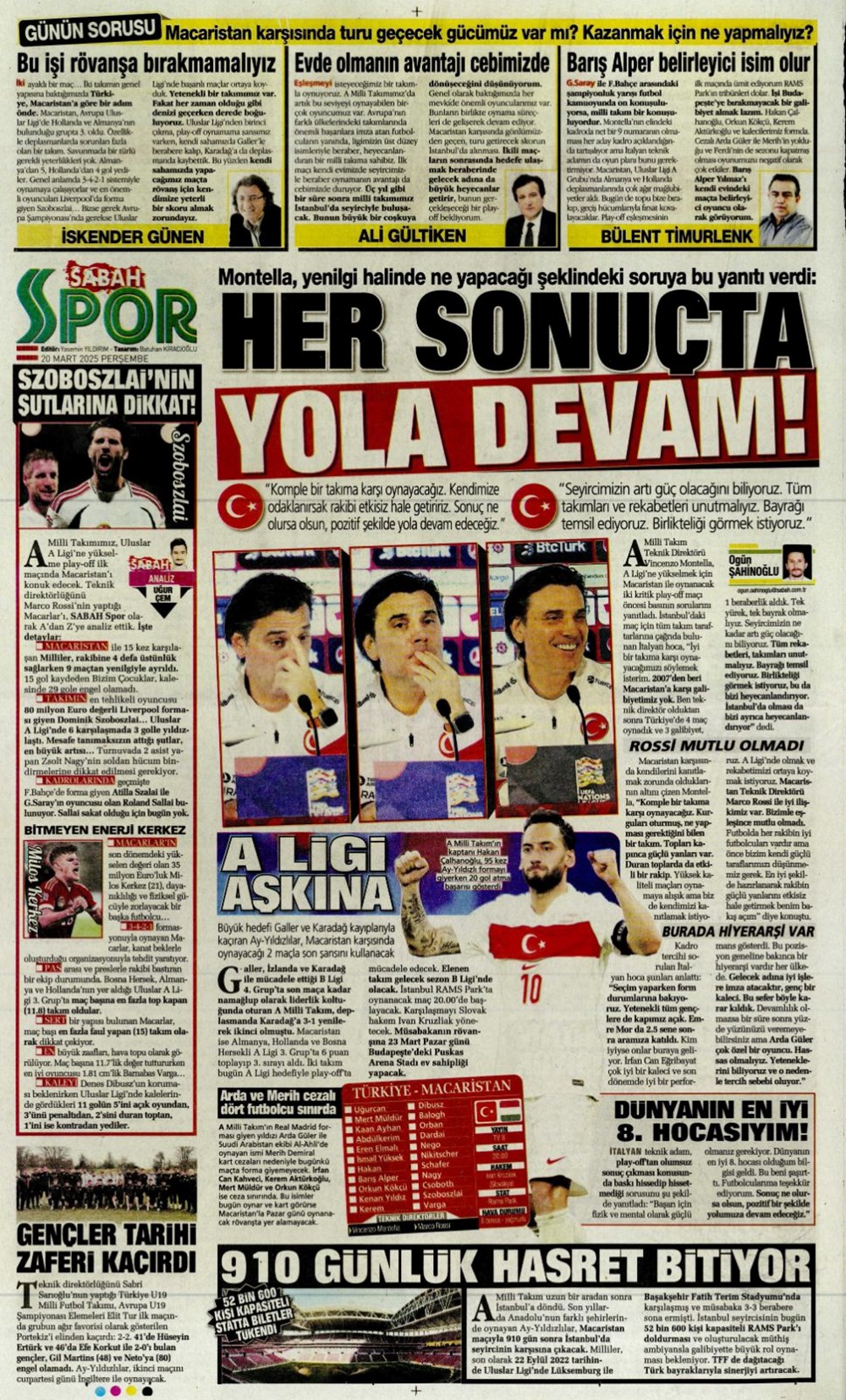 "Milliler avantaj peşinde" (20 Mart 2025 spor manşetleri) - 25