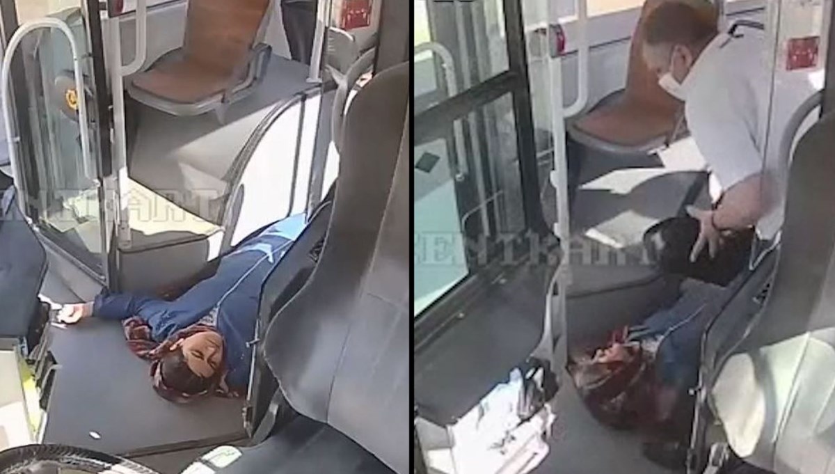 Otobüste ağrıdan bayılan kadını şoför kurtardı