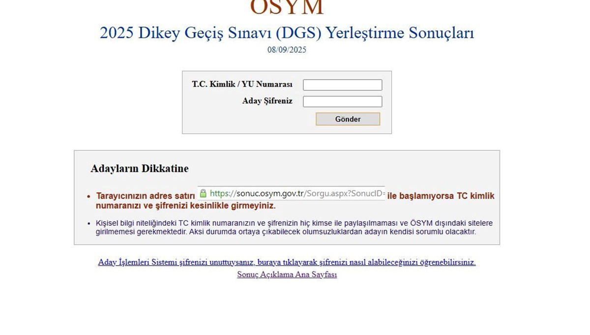 DGS yerleştirme sonuçları açıklandı: Son dakika 2025 DGS tercih sonuçları sorgulama ekranı