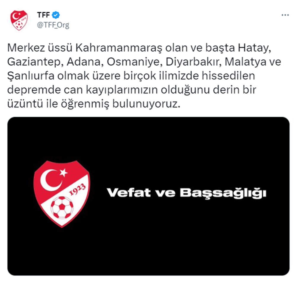 TFF ve Süper Lig kulüplerinden geçmiş olsun mesajı - 1