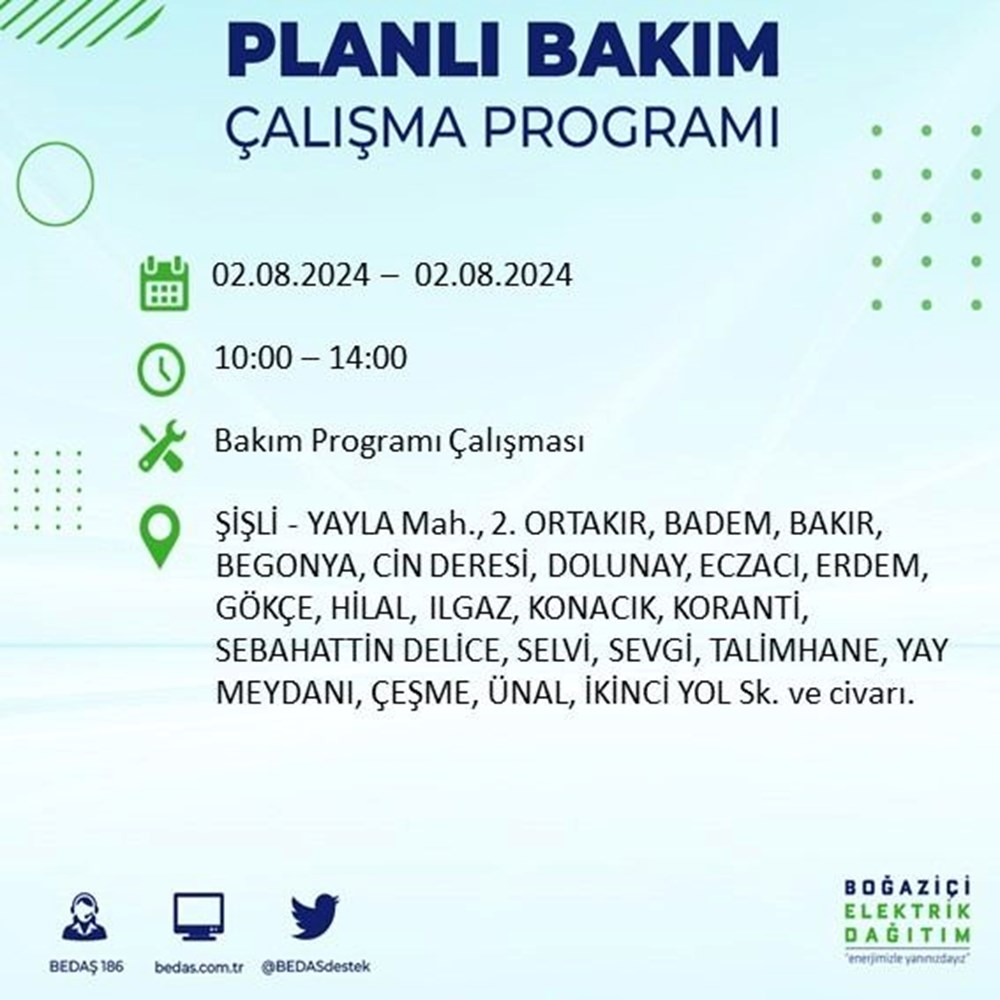 İstanbul'un 22 ilçesinde elektrik kesintisi: Elektrikler ne zaman gelecek? (2 Ağustos BEDAŞ kesinti programı) - 60