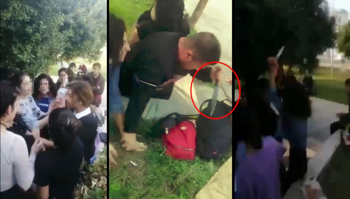 Liseli kızların ekmek bıçaklı kavgası