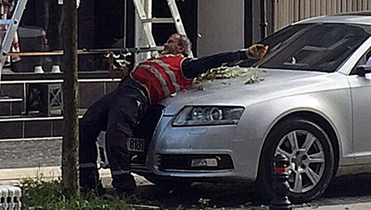 Kendini değil otomobili korudu