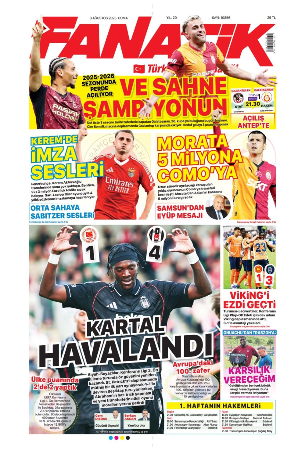 "Gidenin yeri dolmadı" (8 Ağustos spor manşetleri) - 1