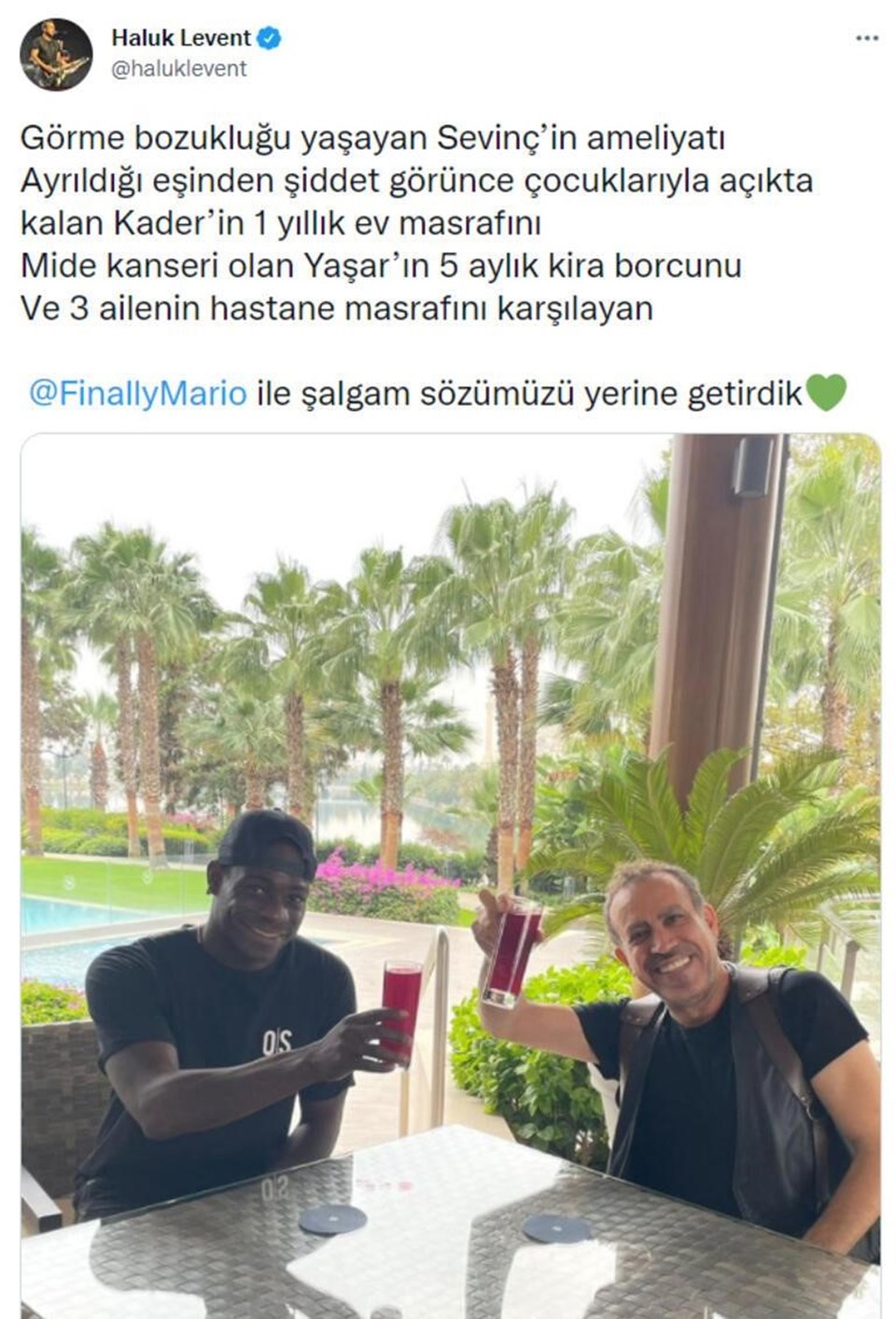 Haluk Levent, futbolcu Mario Balotelli'nin bağışını açıkladı - 1