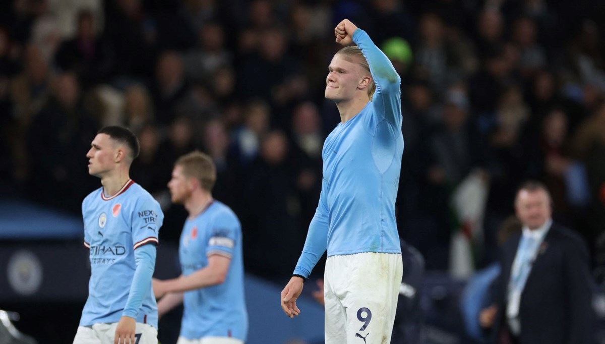 10 kişi kalan Manchester City'yi Haaland kurtardı