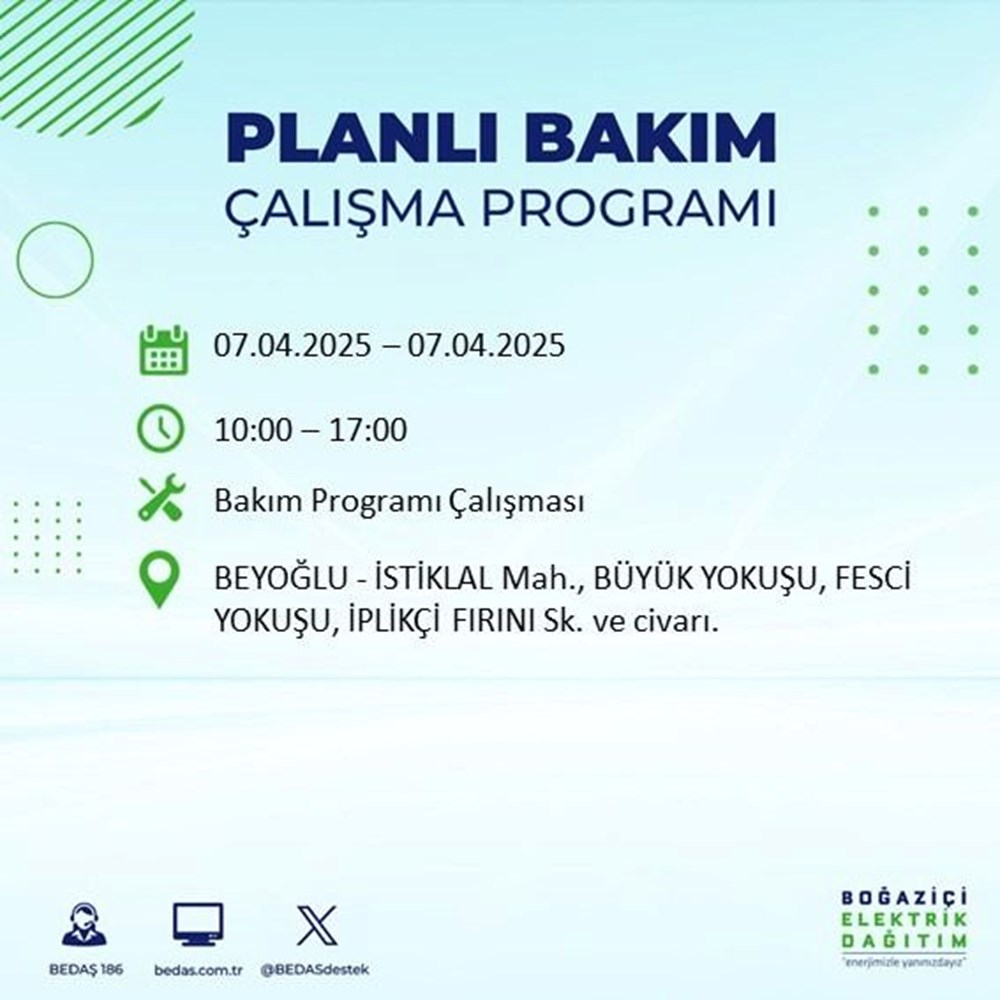 İstanbul'un 21 ilçesinde elektrik kesintisi: Elektrikler ne vakit gelecek? 9 saat sürecek (7 Nisan BEDAŞ kesinti programı) 87