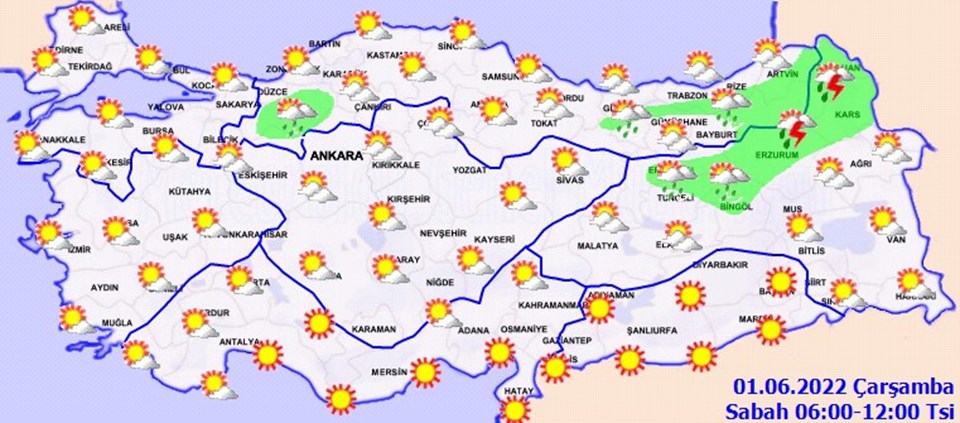 Hava durumu: Meteoroloji'den mevsim normalleri üzerinde sıcaklık uyarısı (1 Haziran 2022) - 1