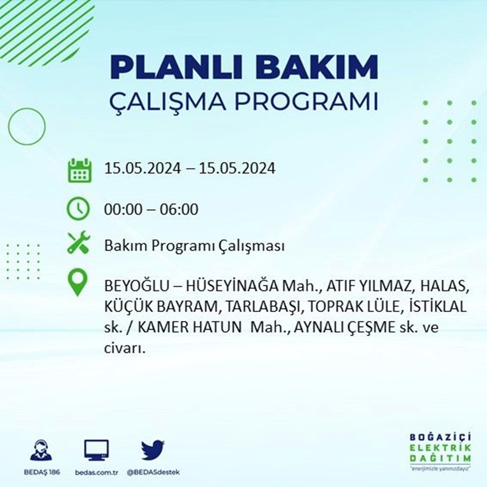 تركيا اليوم انقطاع التيار الكهربائي عن 22 منطقة بإسطنبول.. طالع الجدول انقطاع التيار الكهربائي عن 22 منطقة بإسطنبول: متى تعود الكهرباء؟ (15 مايو برنامج قطع BEDAŞ) - 18