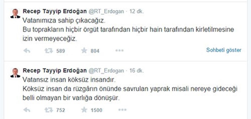 Cumhurbaşkanı Erdoğan'dan Twitter mesajı - 1