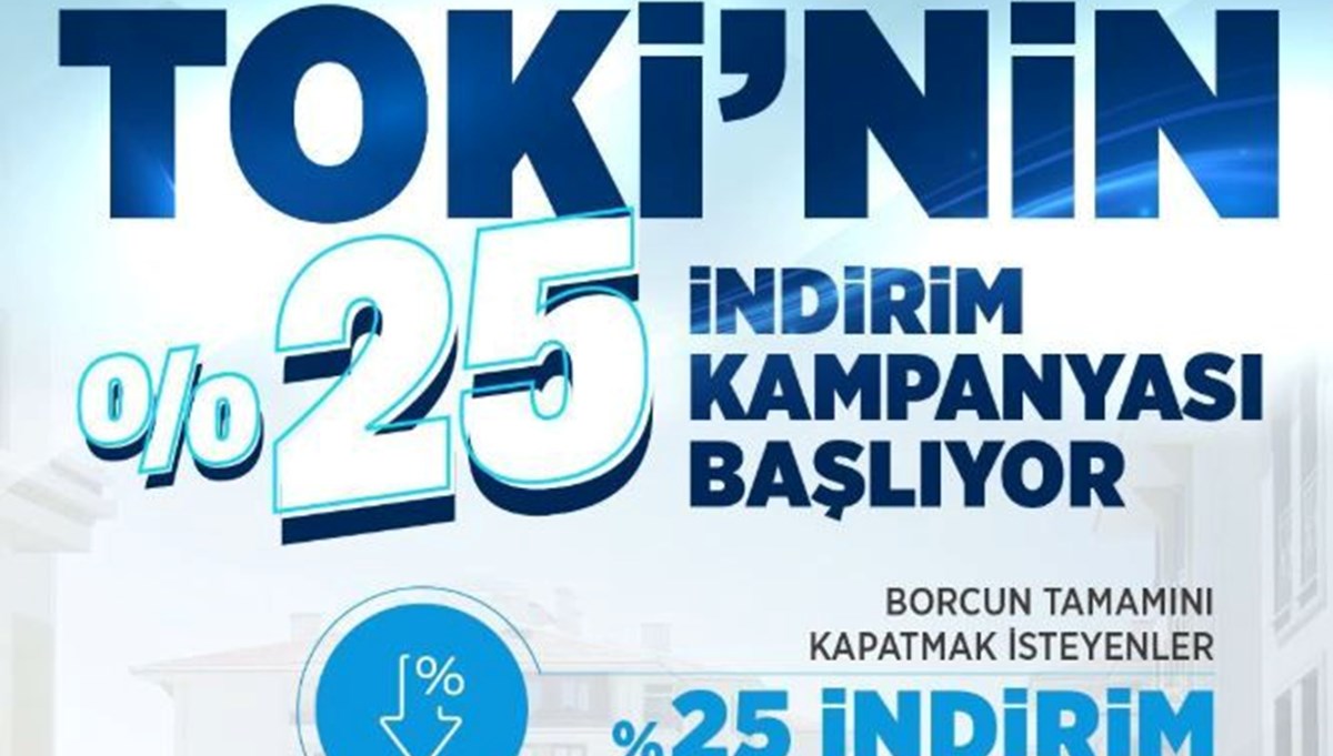 TOKİ'nin yüzde 25 indirim kampanyası bugün başlıyor: TOKİ indirimi başvuru şartları neler? İndirim kampanyası bankaları ve kredi koşulları
