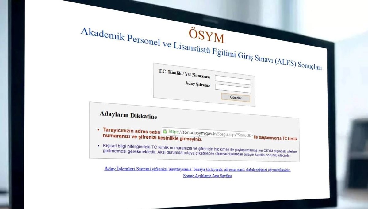 ALES sınav sonuçları açıklandı (2024 ÖSYM ALES/1 sonuç sorgulama sayfası)