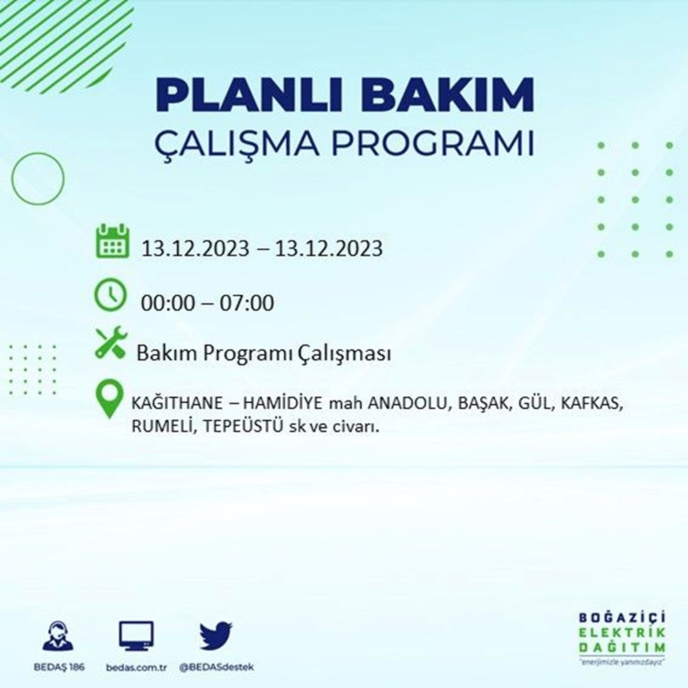 İstanbul'un 20 ilçesinde elektrik kesintisi: Elektrikler ne zaman gelecek? (13 Aralık BEDAŞ kesinti programı) - 26