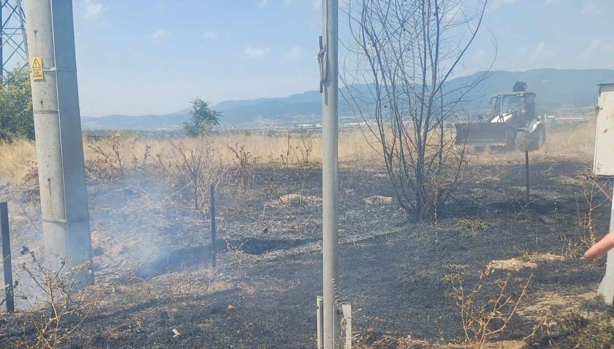 Akaryakıt istasyonunun yanında anız yangını çıktı