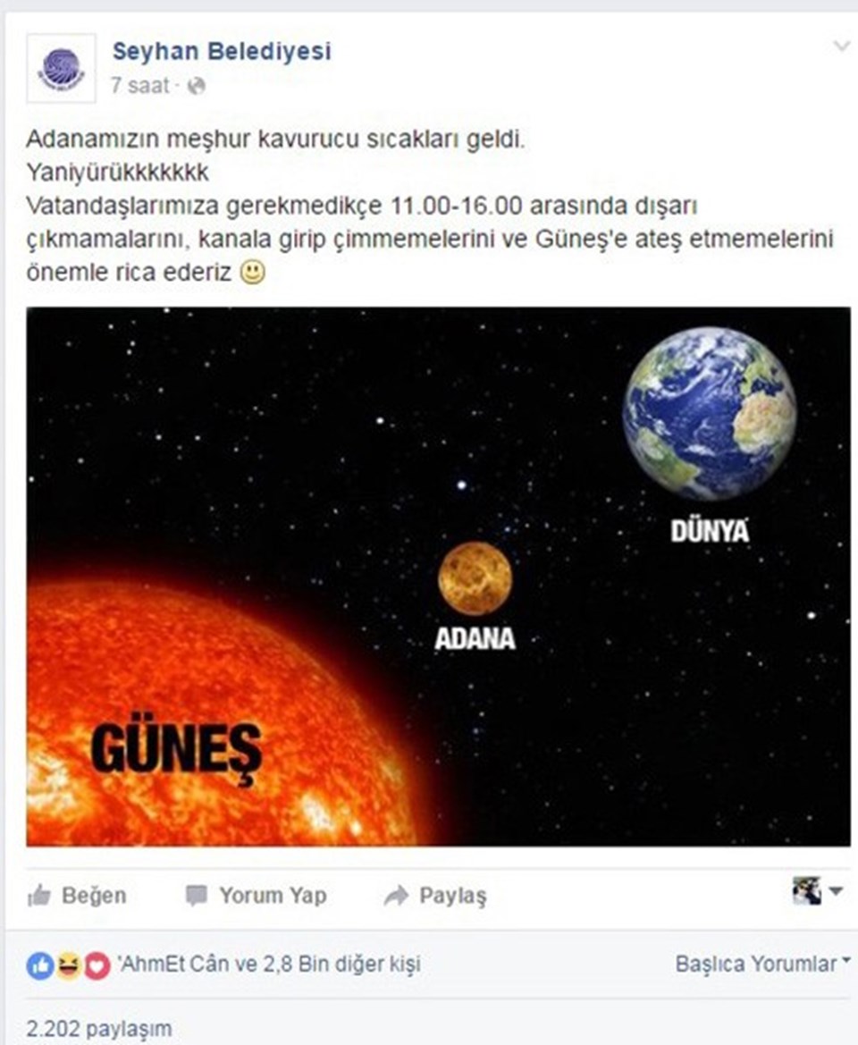Adana'nın Seyhan Belediyesi'nden Adanalılara uyarı: Güneşe ateş etmeyin! - 1