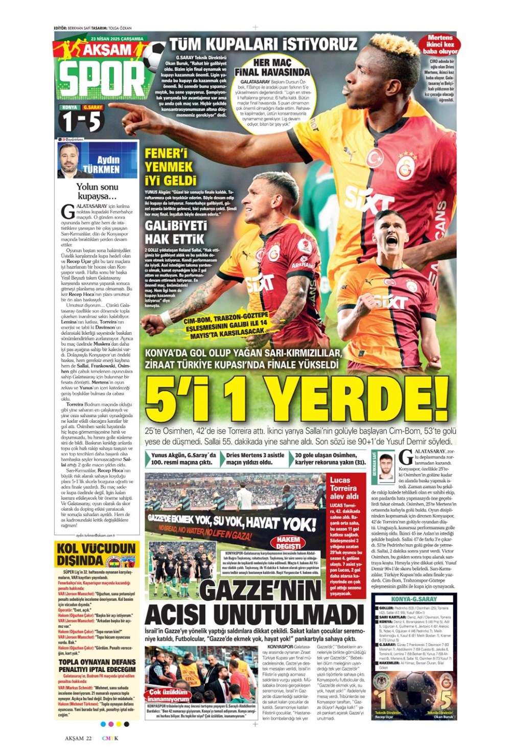 "Aslan finale kükredi" (23 Nisan 2025 spor manşetleri) - 10