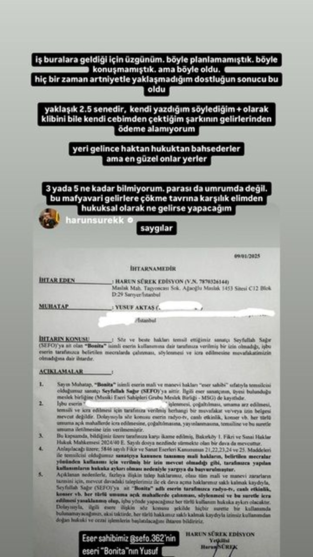 Reynmen'den kendisine dava açan Sefo'ya yanıt: Söylediğinin aksine art niyetlisin - 4