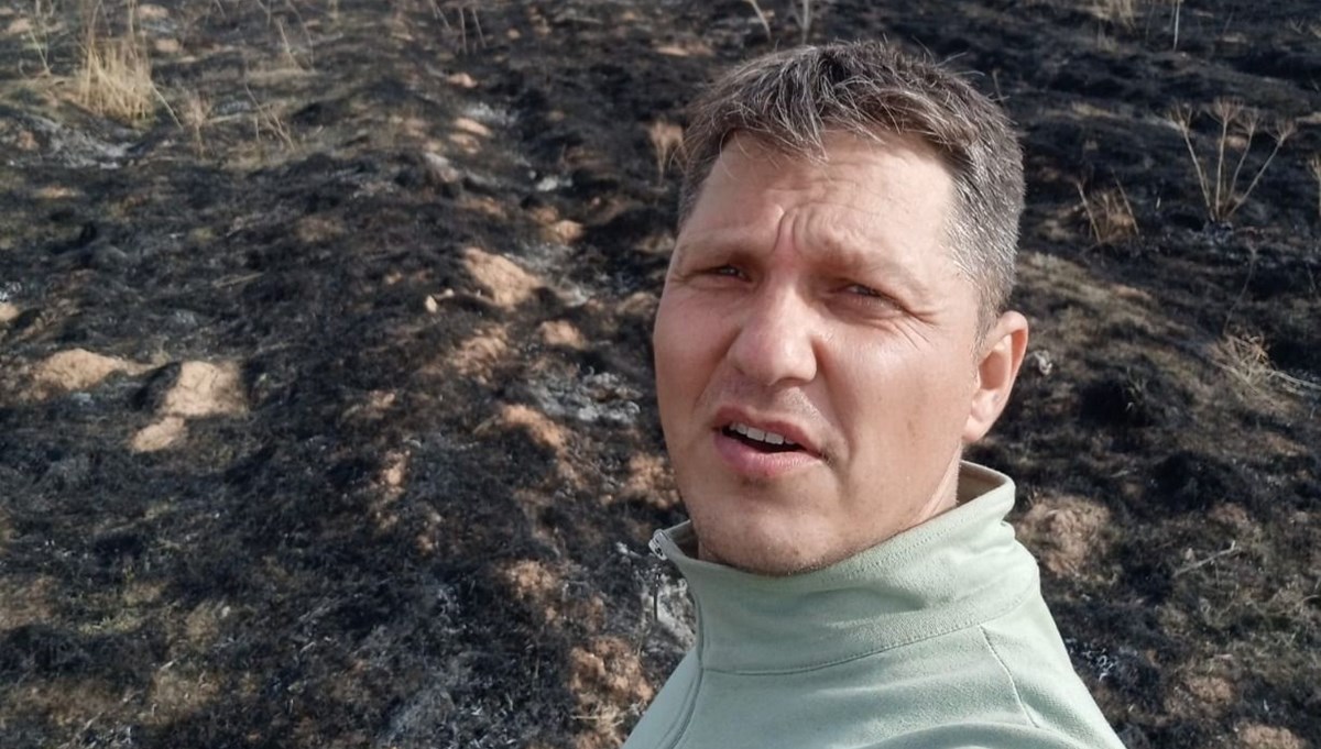 Orman yangınına tek başına müdahale etti