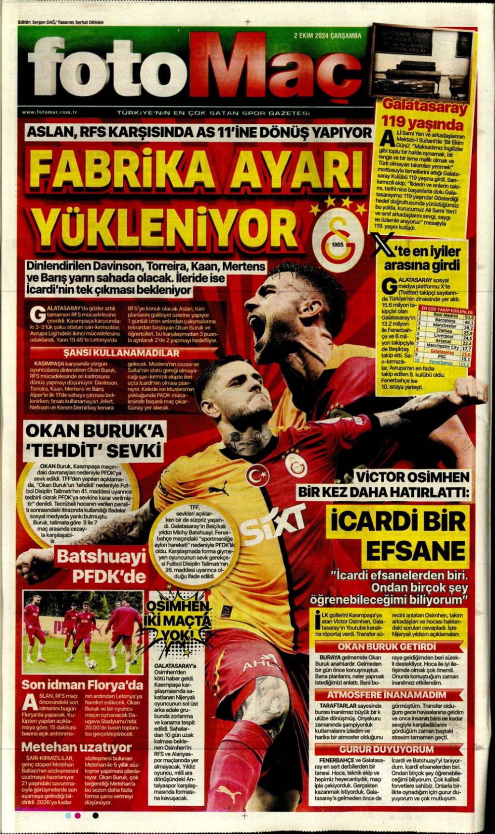 "Bir Mourinho klasiği" (2 Ekim 2024 spor manşetleri) - 7