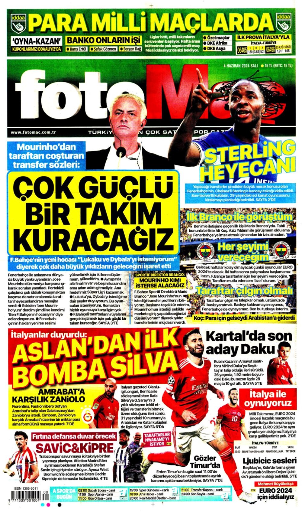 "Sterling heyecanı" (4 Haziran 2024 spor manşetleri) - 1