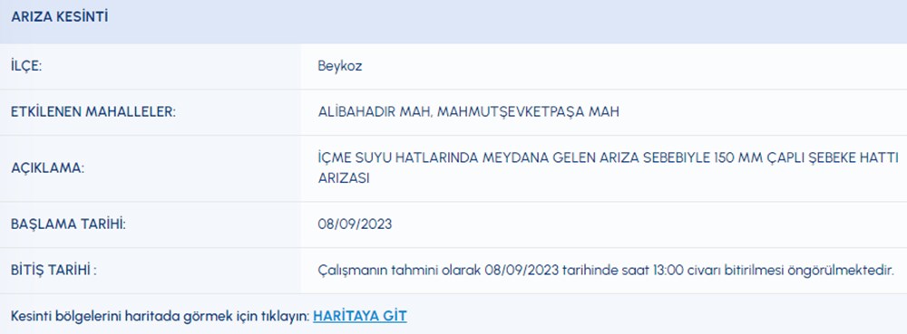 İstanbul'un 6 ilçesinde su kesintisi: Sular ne zaman gelecek? (8 Eylül İSKİ su kesintisi listesi) - 7