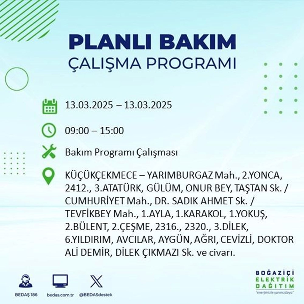 İstanbul'da Elektrikler Ne Zaman Gelecek? 19 İlçede Kesinti Alarmı (13 Mart Kesinti Haritası) 110