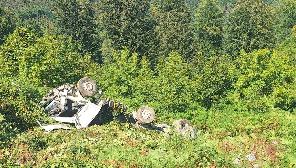 Uçuruma yuvarlanan kamyon hurdaya döndü: 1 yaralı Uçuruma yuvarlanan kamyon hurdaya döndü: 1 yaralı