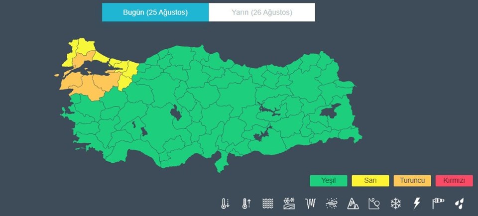 Meteoroloji'den 11 il için turuncu ve sarı kodlu uyarı - 1