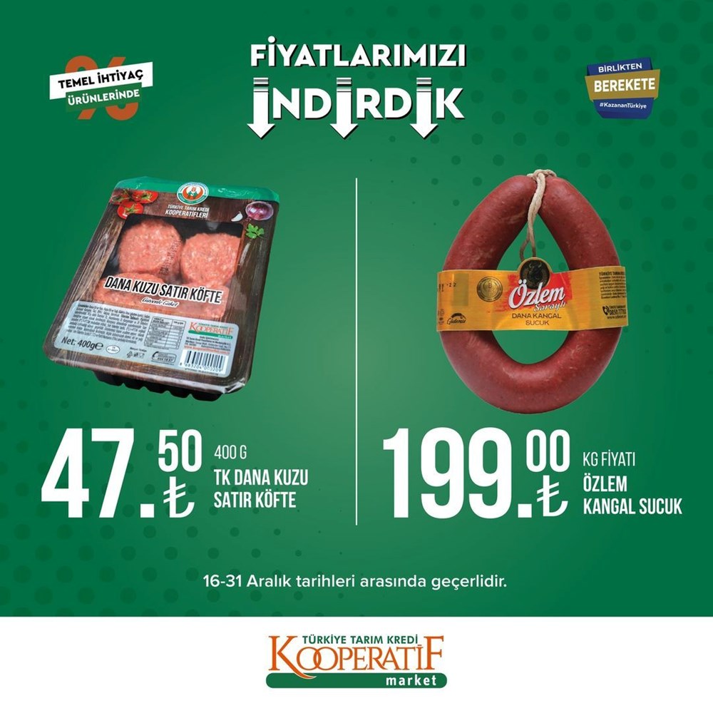 Tarım Kredi Kooperatif Market yeni indirimli ürünler listesini yayınladı (16-31 Aralık güncel indirimli ürünler kataloğu) - 16