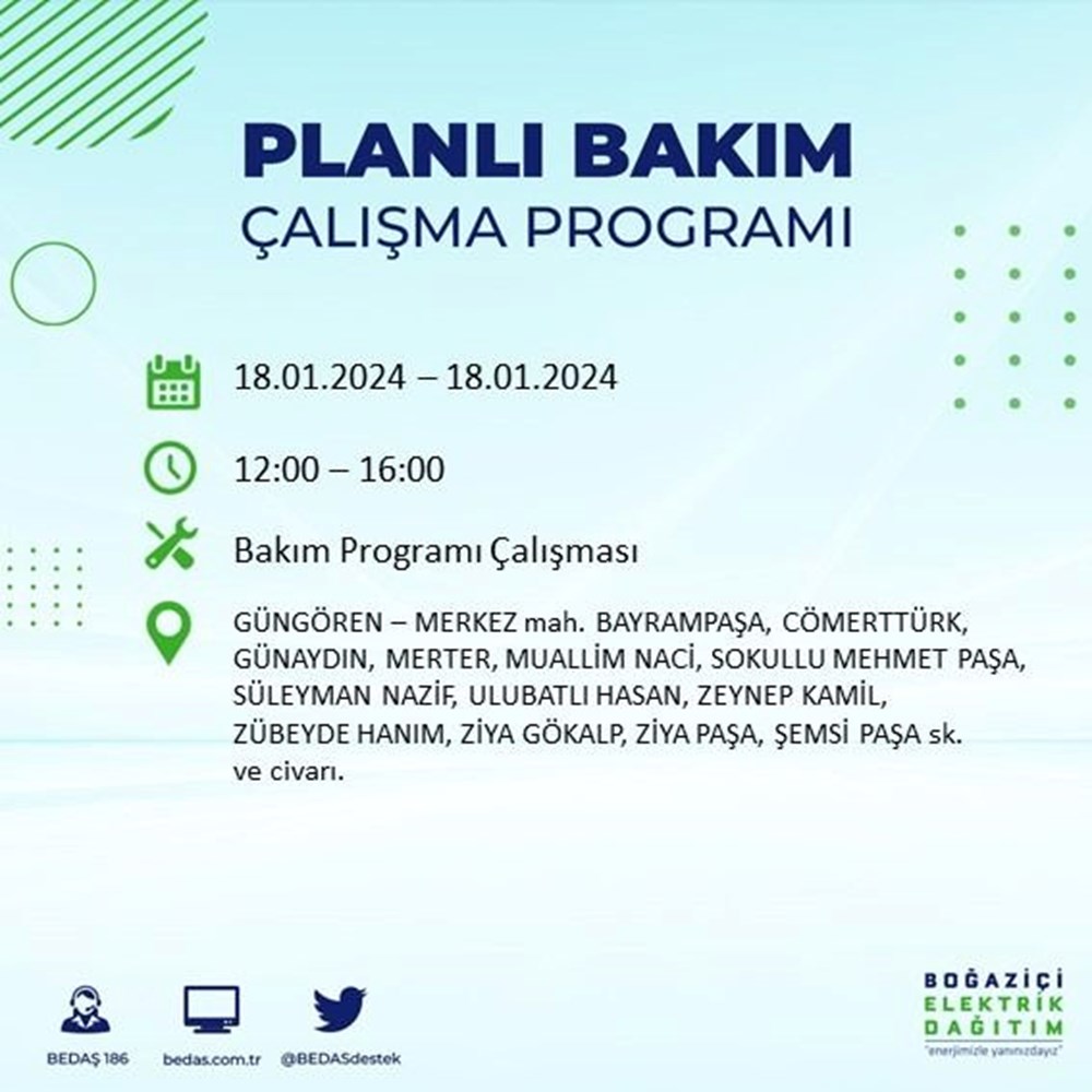 İstanbul'un 17 ilçesinde elektrik kesintisi: Elektrikler ne zaman gelecek? (18 Ocak BEDAŞ kesinti programı) - 32