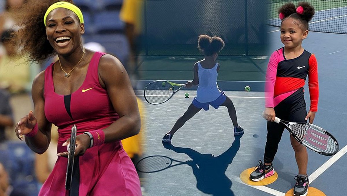 Küçük Olympia annesi Serena Williams'ın izinden gidiyor