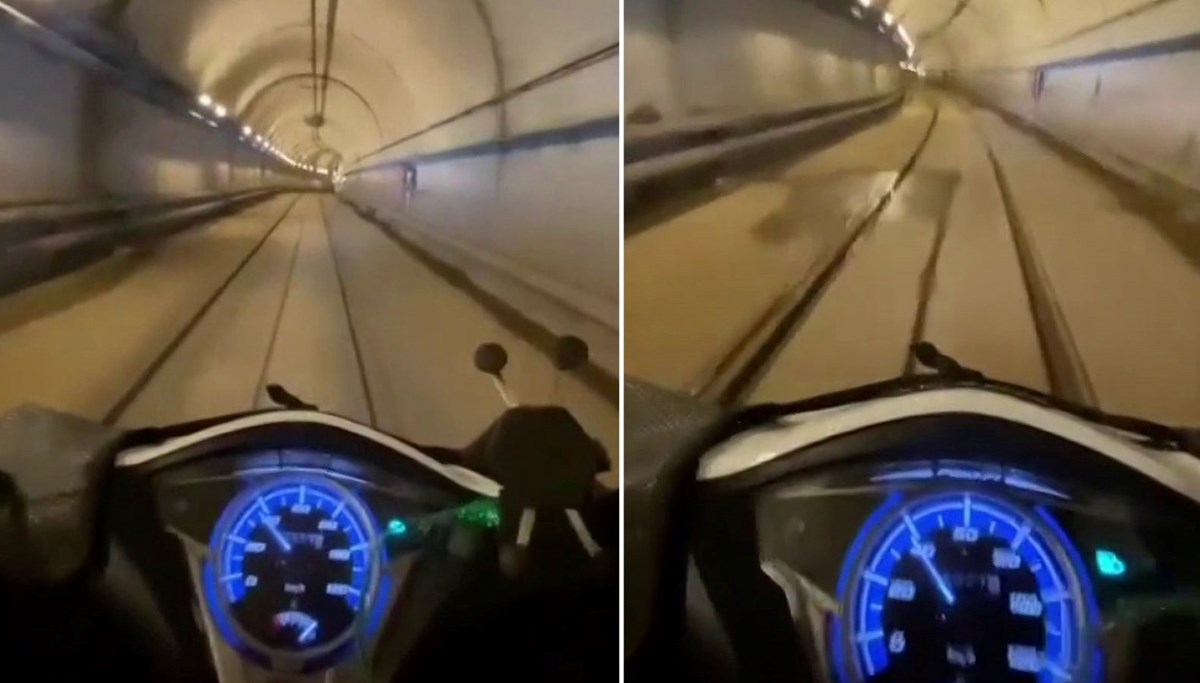 Maltepe Metro istasyonuna giren motokurye kamerada Maltepe Metro istasyonuna giren motokurye kamerada