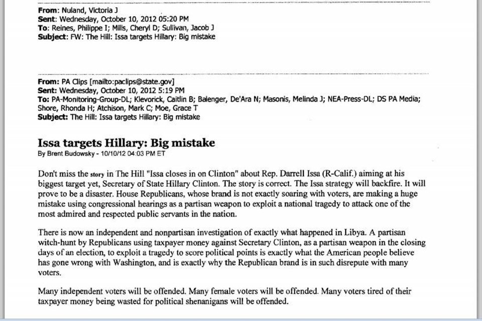 ABD Dışişleri Bakanlığı, Clinton'ın Bingazi e-postalarını yayınladı - 1