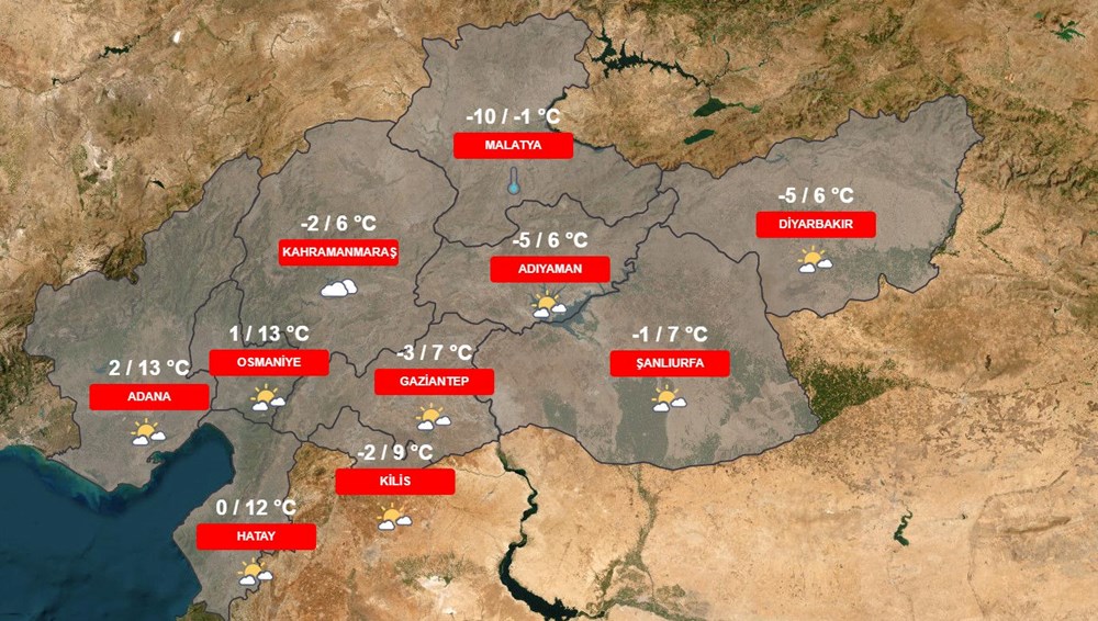 Deprem bölgesinde hava durumu nasıl? İşte 13-17 Şubat Kilis, Diyarbakır, Adana, Osmaniye, Gaziantep, Şanlıurfa, Adıyaman, Malatya, Hatay hava durumu raporu - 5