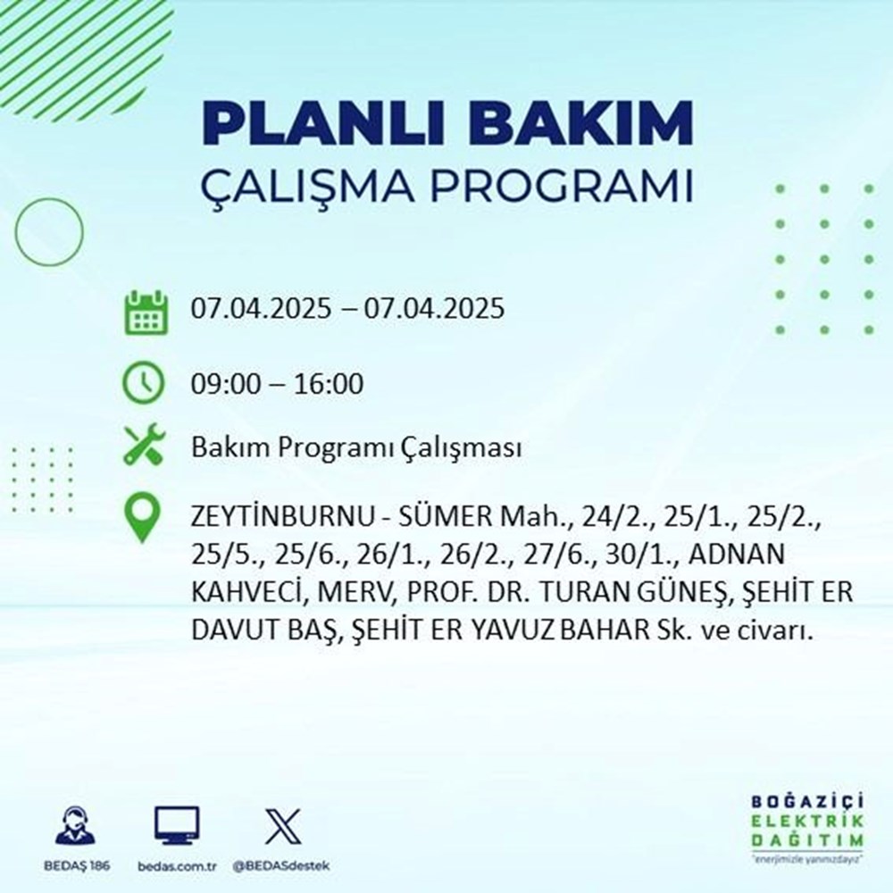 İstanbul'un 21 ilçesinde elektrik kesintisi: Elektrikler ne vakit gelecek? 9 saat sürecek (7 Nisan BEDAŞ kesinti programı) 122 pV3i6yidlEyf7jOXPTI RA