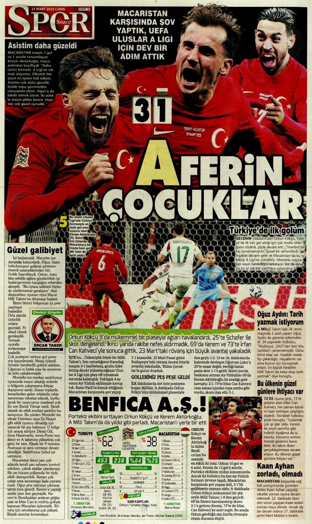 "İşte bizim çocuklar" (21 Mart 2025 spor manşetleri) - 11