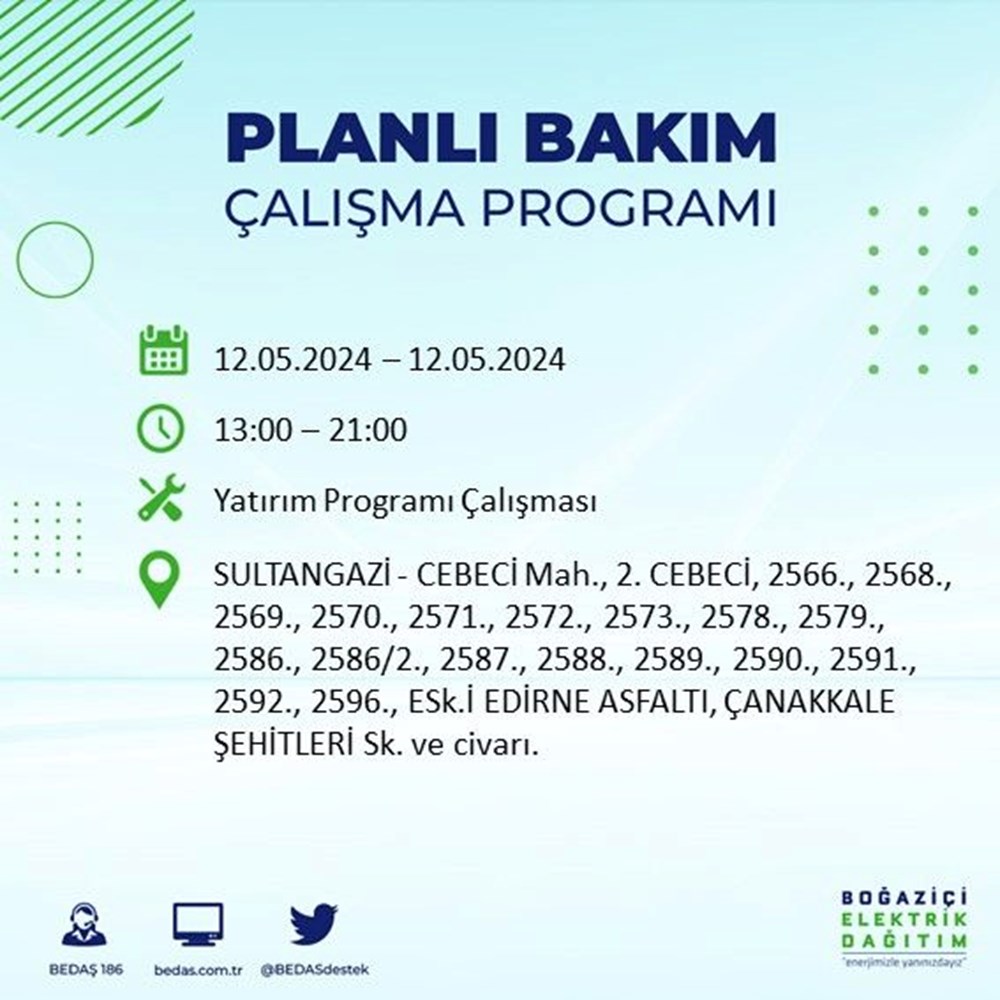 İstanbul'un 10 ilçesinde elektrik kesintisi: Elektrikler ne zaman gelecek? BEDAŞ kesinti programı - 13