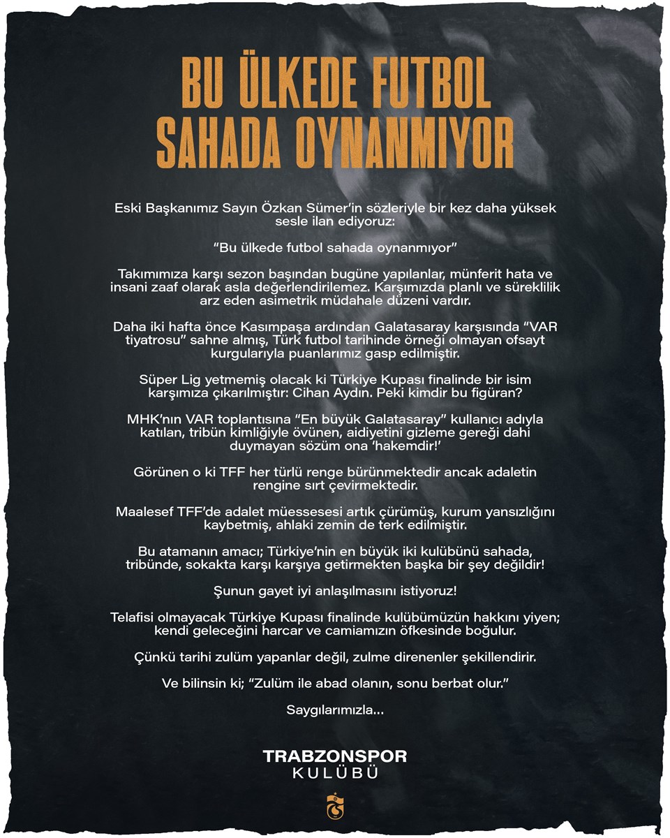 Hakem ataması sonrası sert açıklama: Zulüm ile abad olanın, sonu berbat olur - 1
