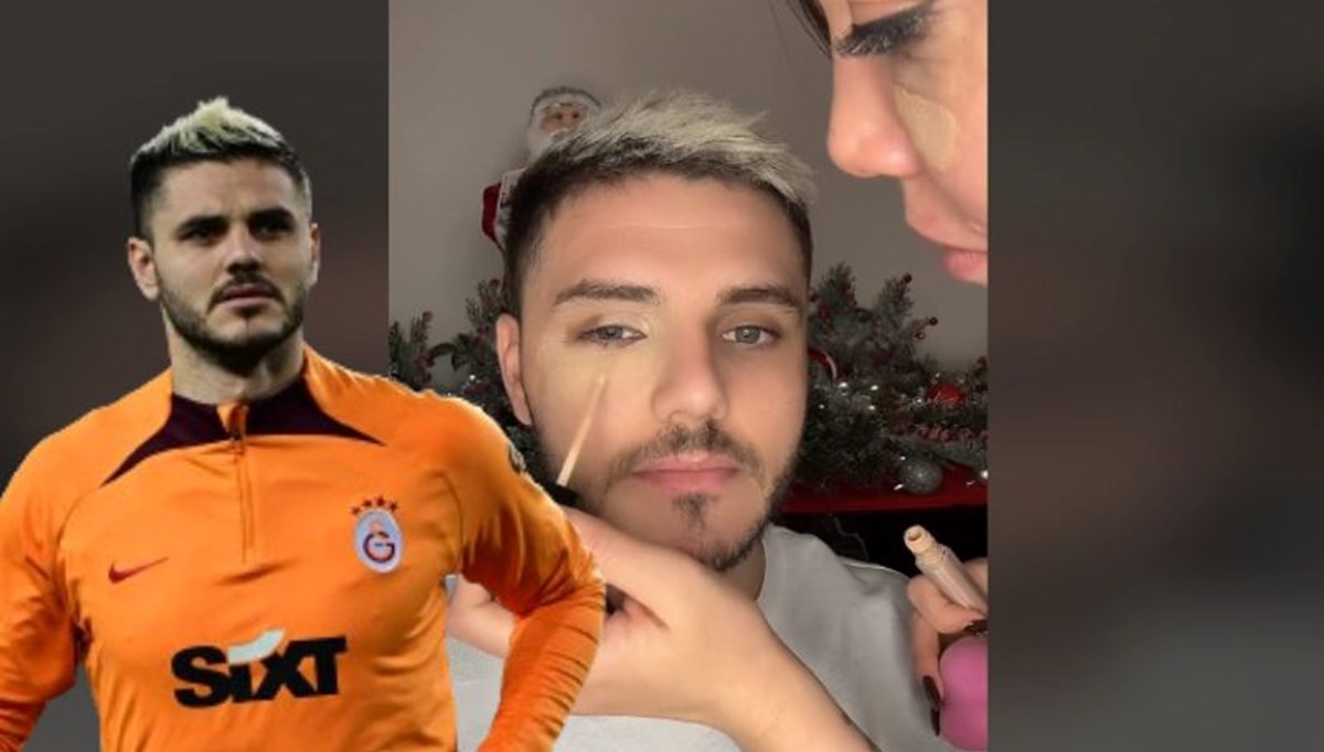 Wanda Nara'dan Mauro Icardi'ye makyaj: Derbi morluğunu kapattı Wanda Nara'dan Mauro Icardi'ye makyaj: Derbi morluğunu kapattı