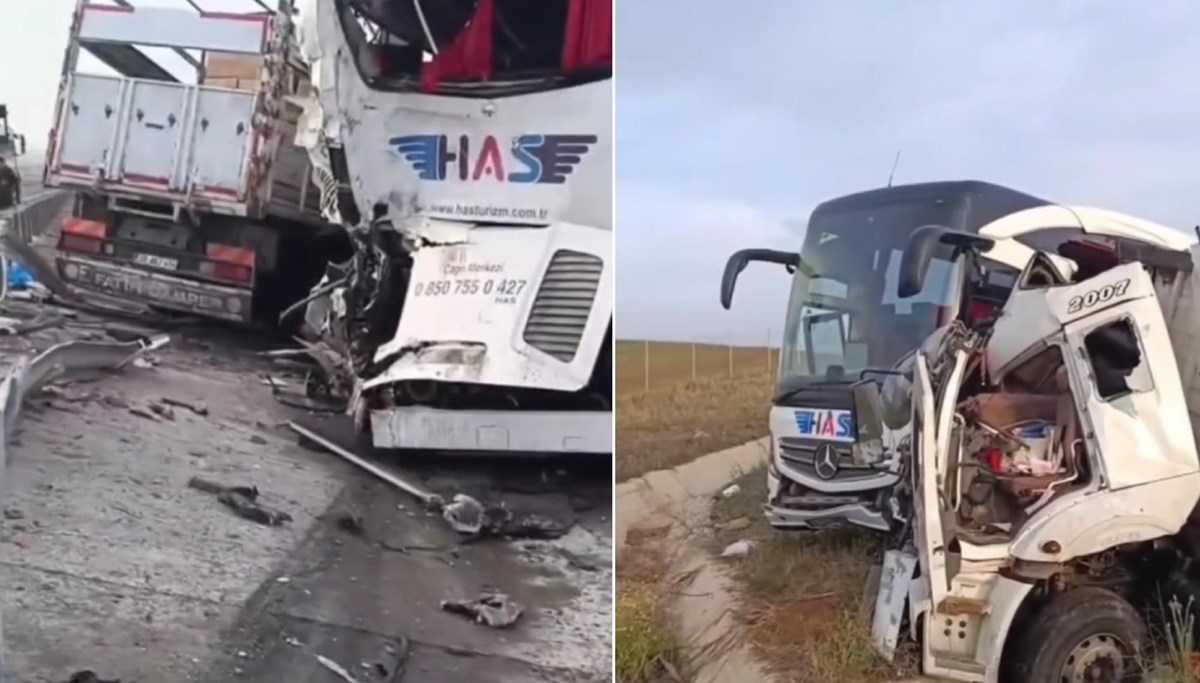 Kamyon, otobüse çarptı: Bir ölü, beş yaralı