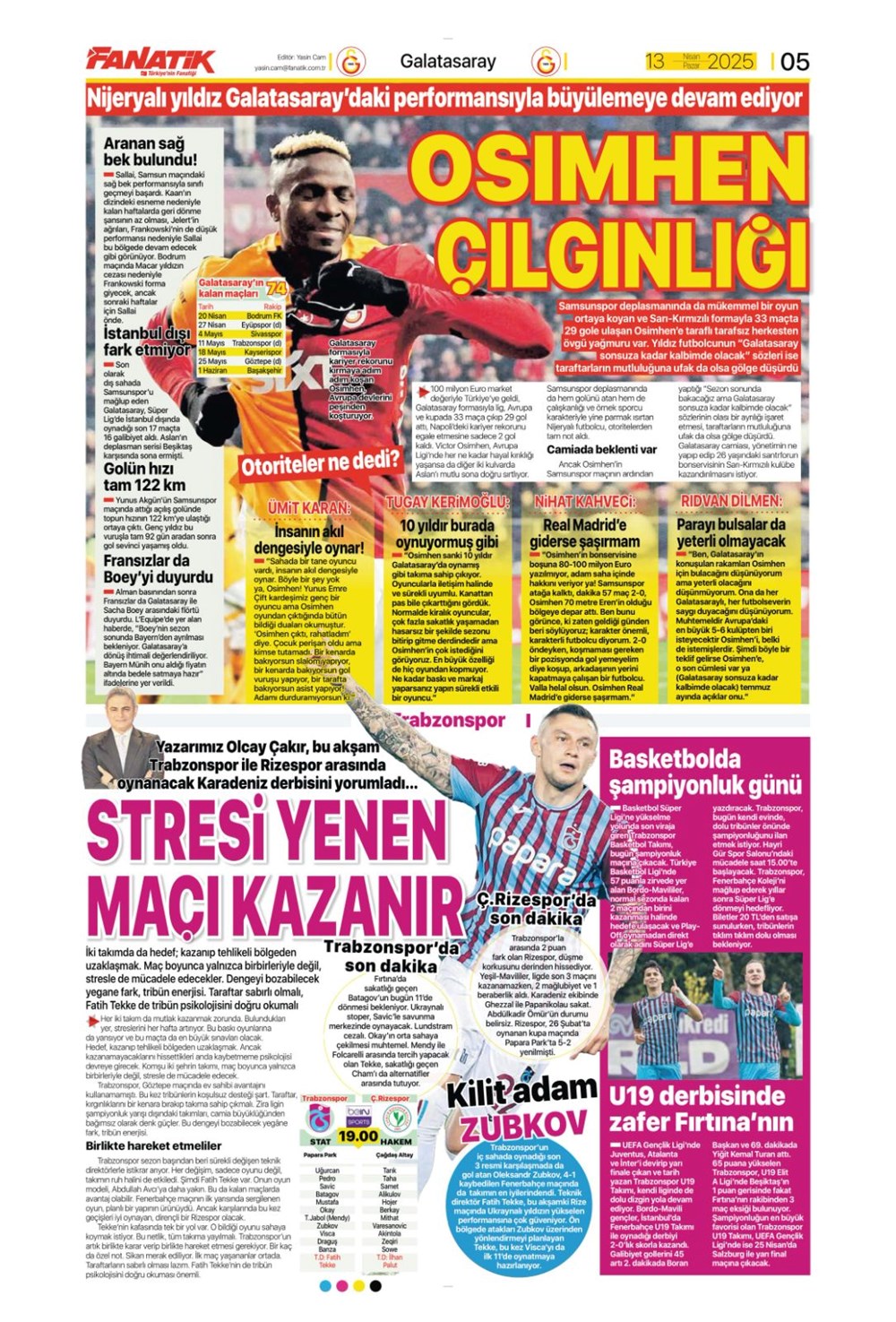 "Kartal ağır yaralı" (13 Nisan 2025 spor manşetleri) - 10