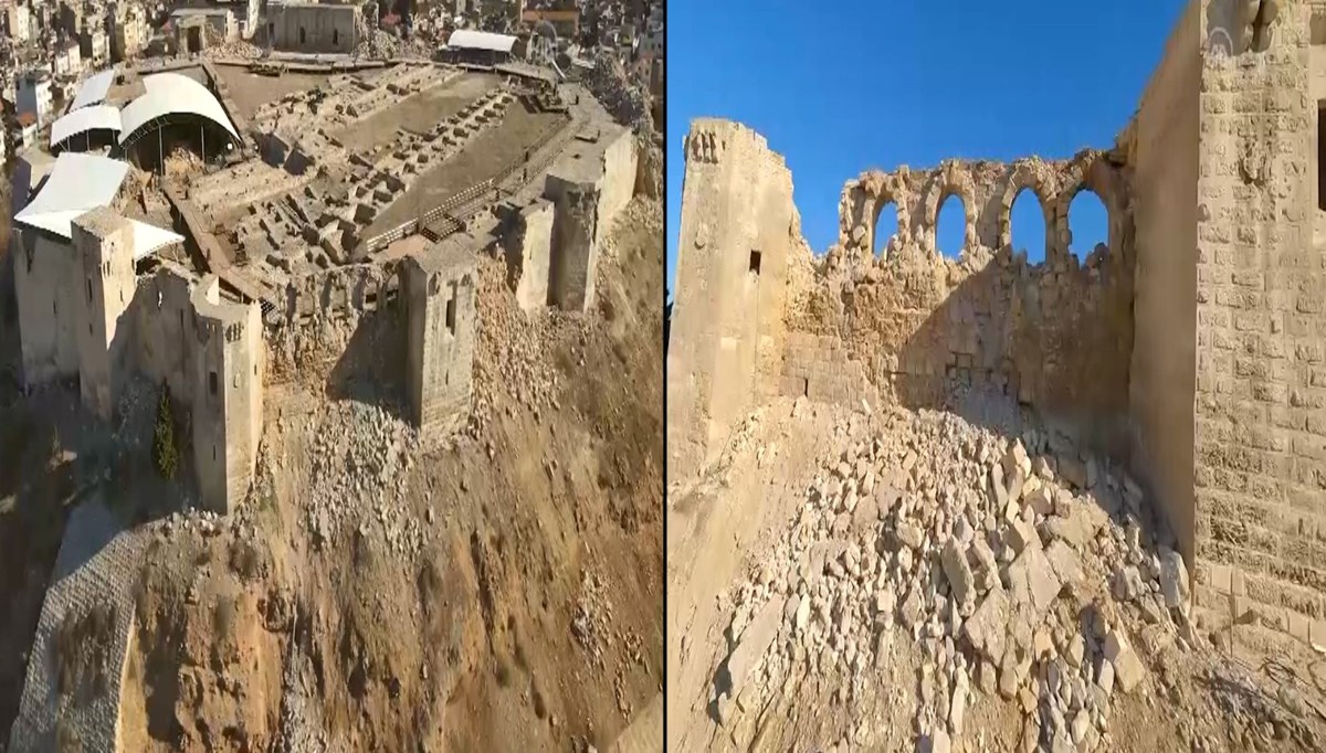 Depremlerin yıktığı Gaziantep Kalesi'nin son hali drone ile görüntülendi