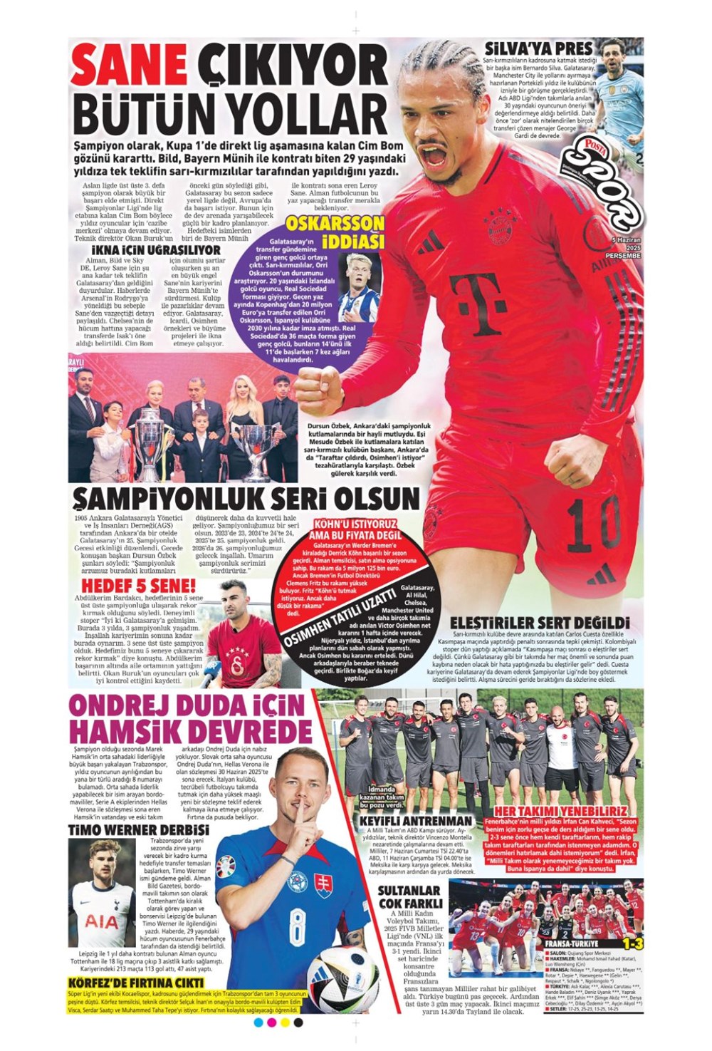 Transferin gündemi Sane (5 Haziran 2025 spor manşetleri) - 11