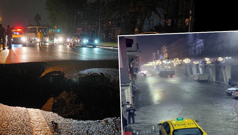 Yol çöktü, araçlar mahsur kaldı, İstiklal Caddesi'ni su bastı